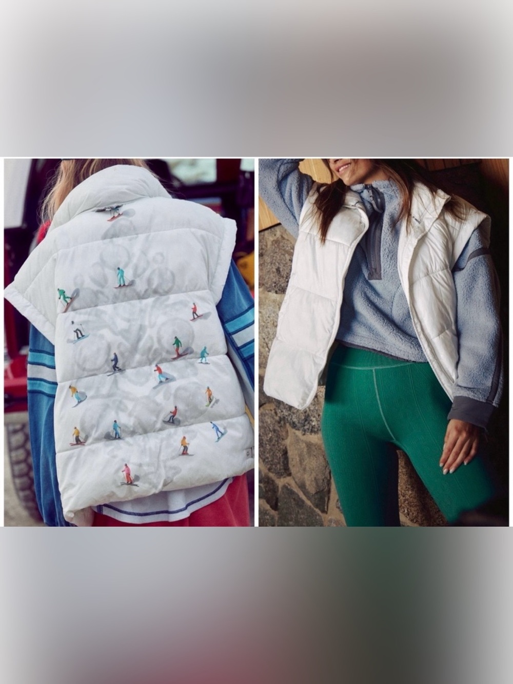 FP Movement Free People In A Bubble Printed Puffer Vest Ski White Small NEW